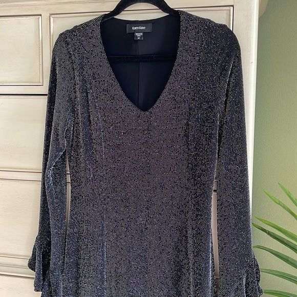 Karen Kane Long sleeved V neck sparkle dress M - Picture 2 of 7